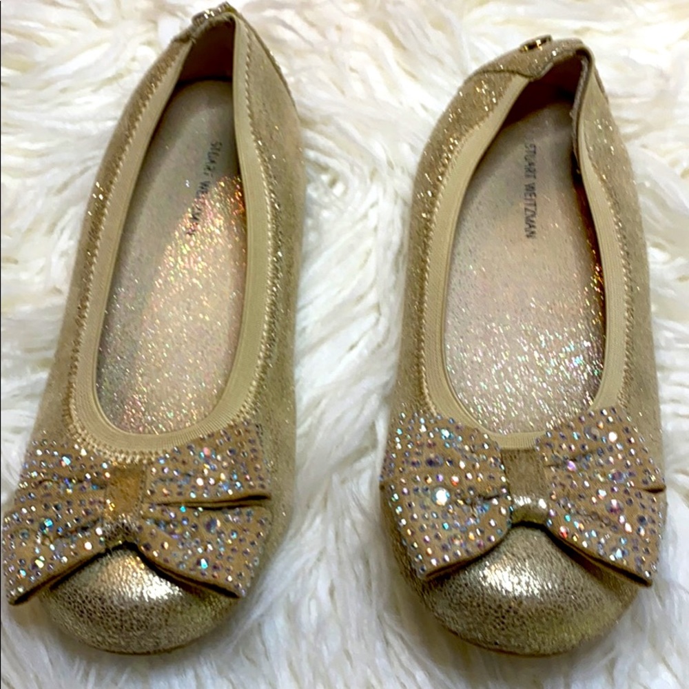 Girls Stuart Weitzman Fannie Jewel Slip On - Crackled Champagne Gold